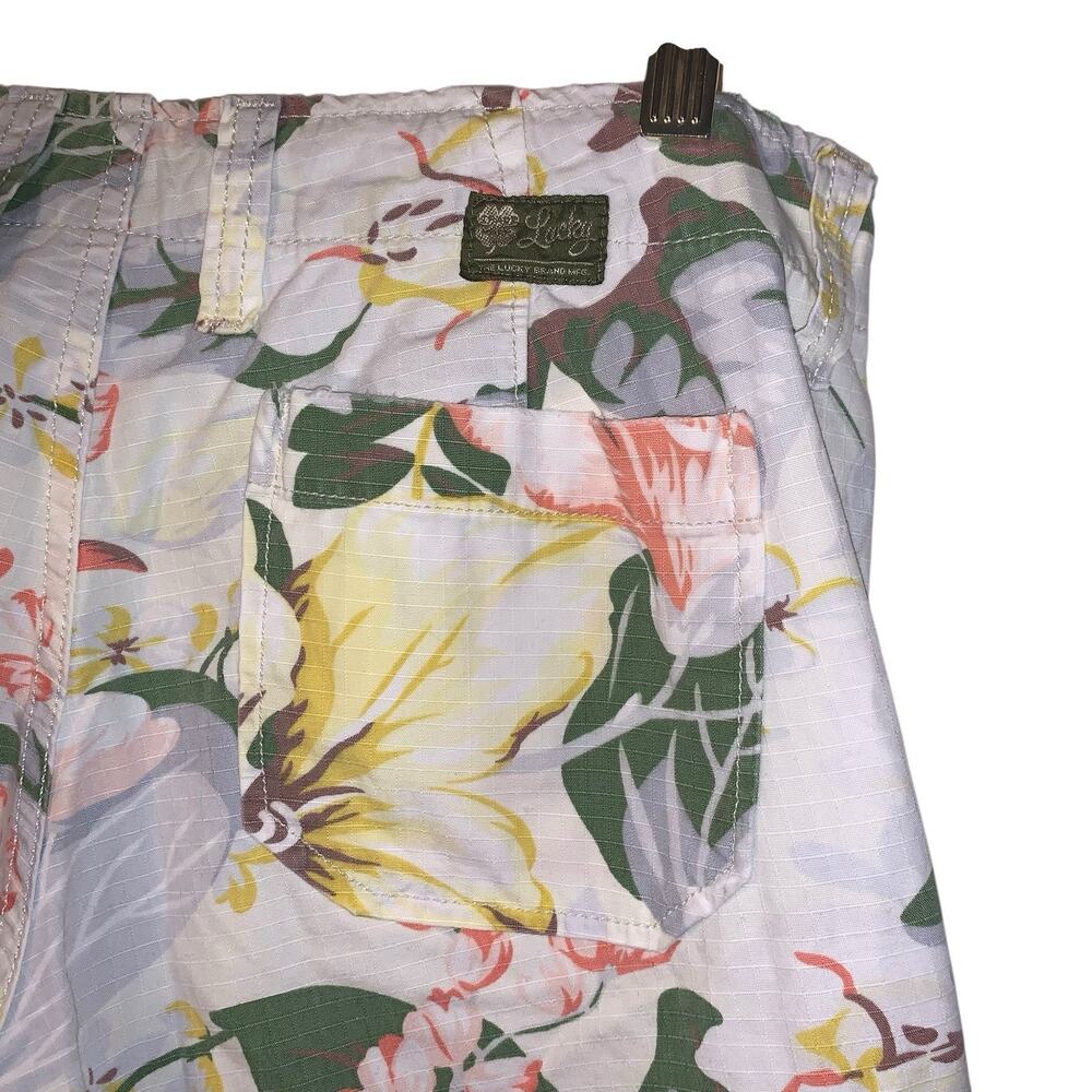 Lucky Brand 100% Cotton Floral Cargo Crop Ankle Loose Fit Low Waist Pants 2/ 26 - Picture 3 of 9
